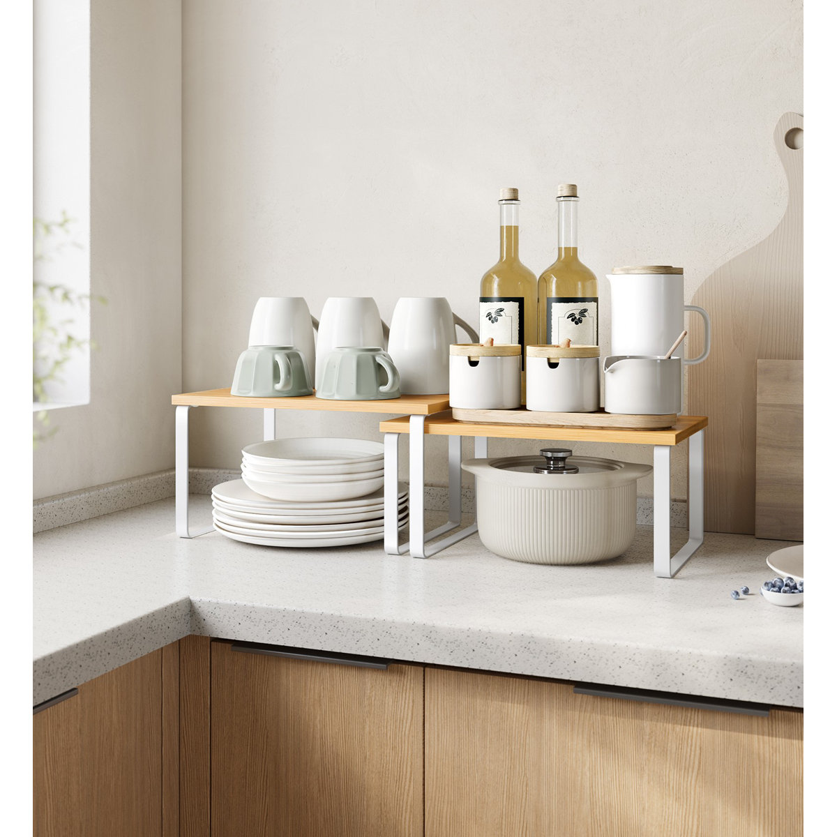 Stackable Cabinet Organizer Shelf (Set of 2)